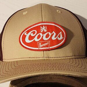 Coors Patched Khaki/Maroon Mesh Snapback Trucker Hat